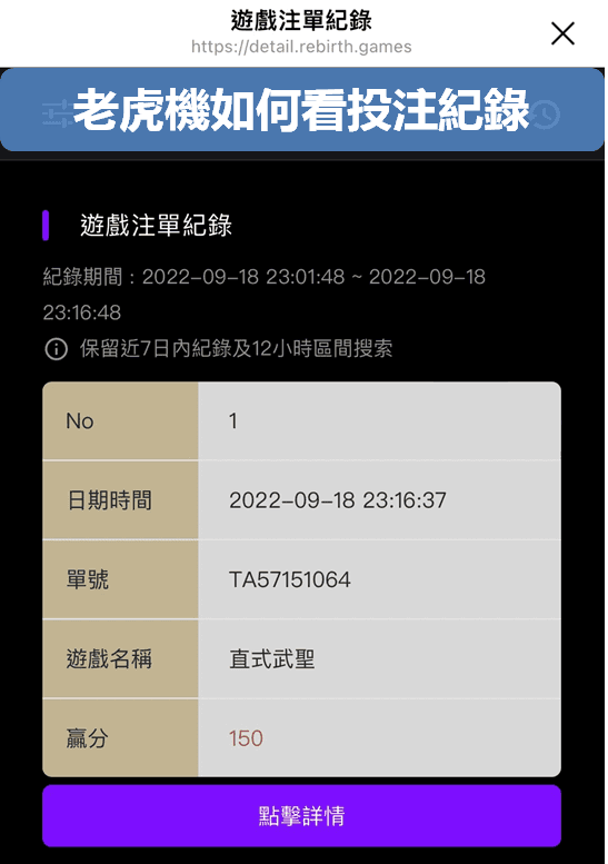老虎機投注紀錄